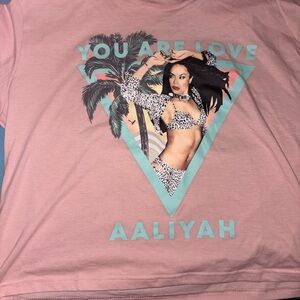 Pink Graphic Tee with Aaliyah Print